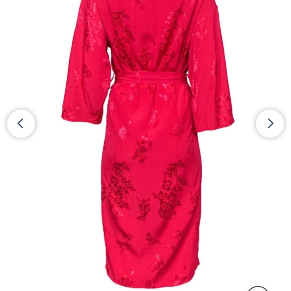 NWT Lovers + Friends Hot Pink Satin Kimono Robe Wrap Dress XXS XS No Belt - Picture 5 of 16